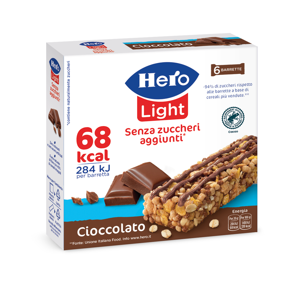 Barrette Hero Light al Cioccolato